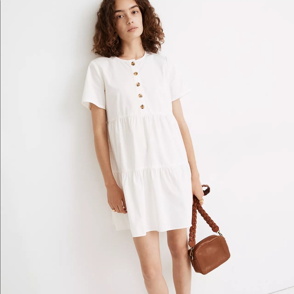 Madewell Button-Front Short-Sleeve Mini Dress